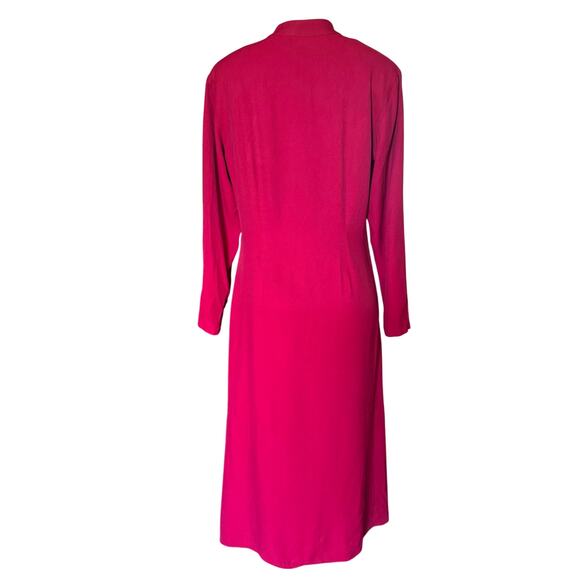 Vintage 80s Coldwater Creek Button Front Maxi Dress Red Long Sleeve USA made 14 - Picture 2 of 10